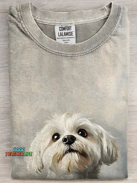 Funny Cute Dog Art Print Casual Cotton Short Sleeve T-shirt