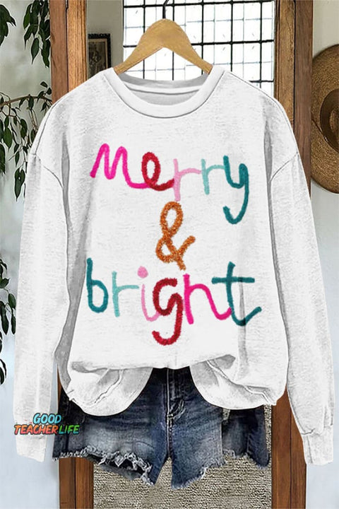 Cute Merry Christmas Print Sweatshirt