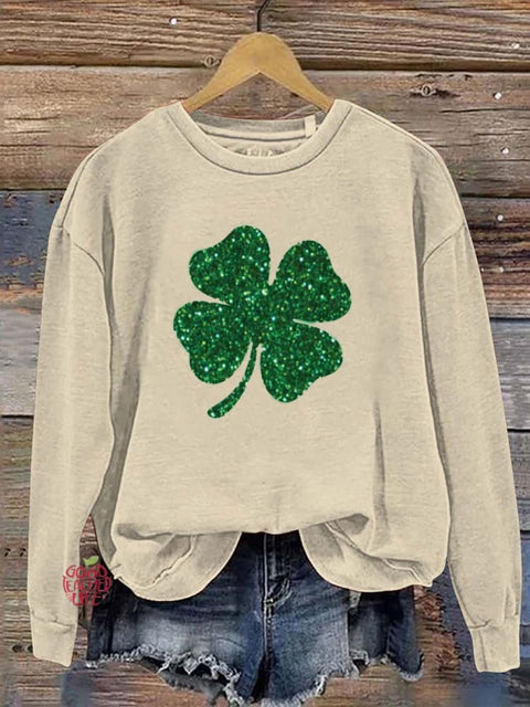 Women's Patrick's Day Lucky Pattern Long Sleeve Crew Neck Sweatshirt