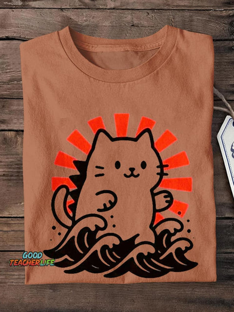Funny Cat Art Print Short Sleeve T-Shirt