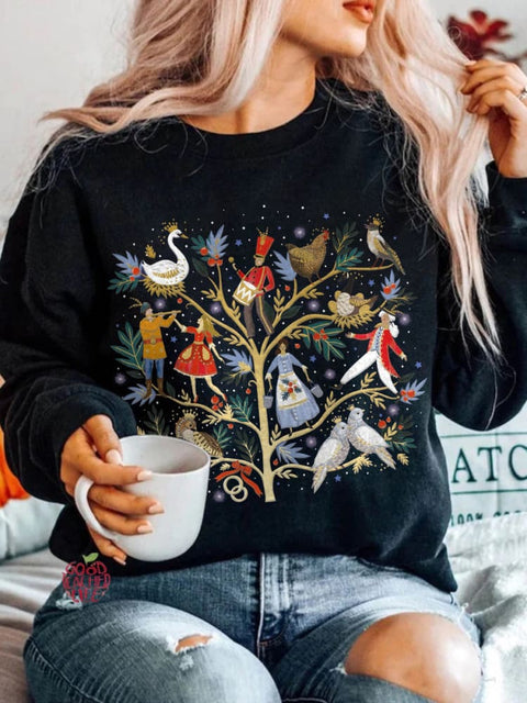 Twelve Days Of Christmas Printed Women's Sweatshirt