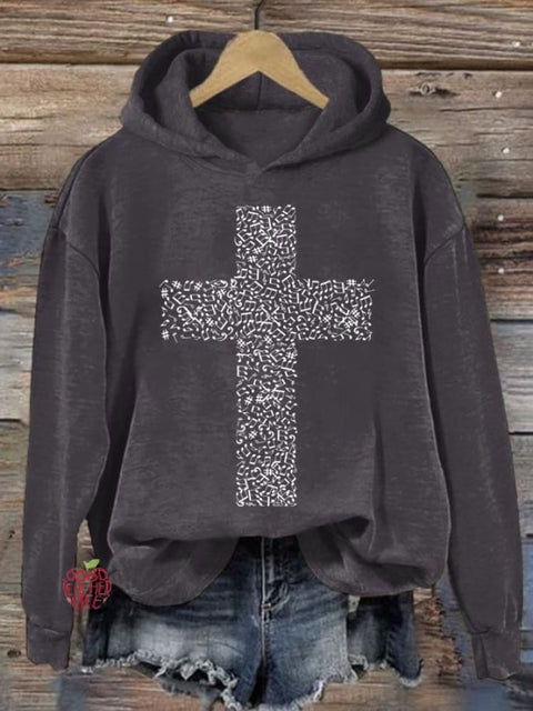 Women's Note Cross Print Sweatshirt