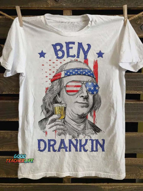 Funny Slip Print Casual Short Sleeve T-Shirt