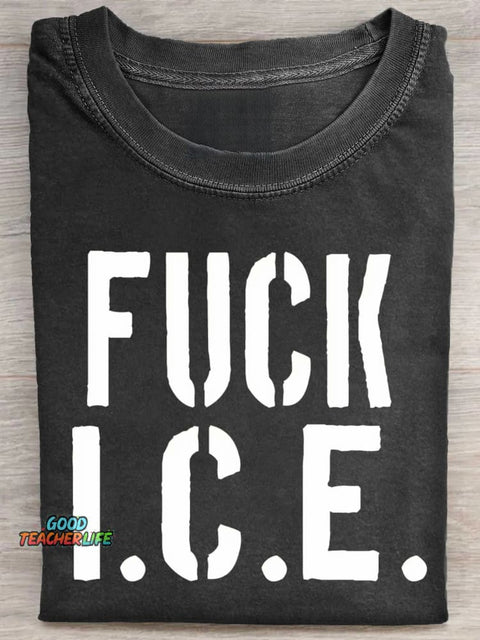 Fuck ICE Casaul Art Print Short Sleeve T-shirt