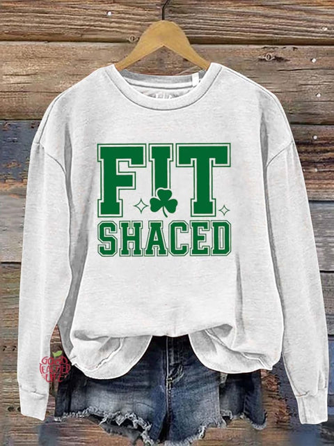 Women's Patrick's Day Fit Shaced Pattern Long Sleeve Crew Neck Sweatshirt