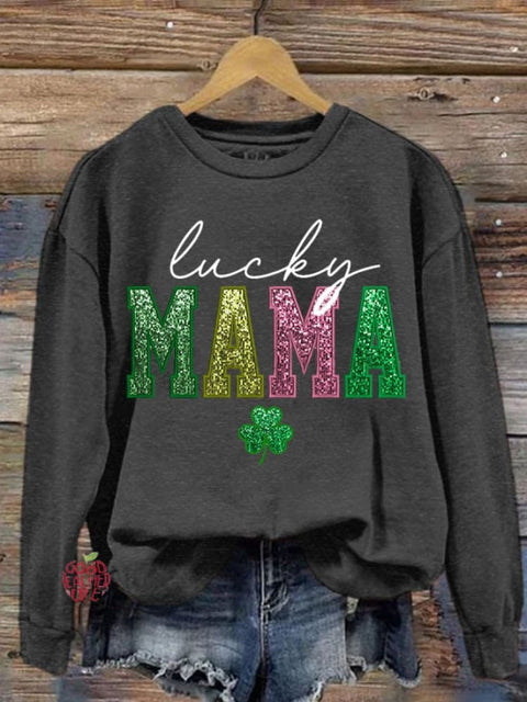 Women's St. Patrick's Day Luck MAMA Printed Sweatshirt