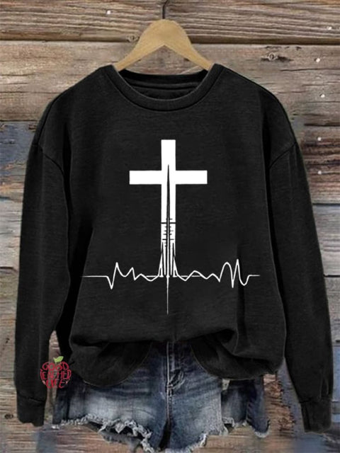 Women's Jesus Cross Print Sweatshirt