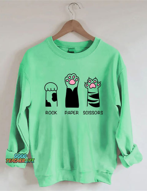 Rock Paper Scissors Cat Sweatshirt