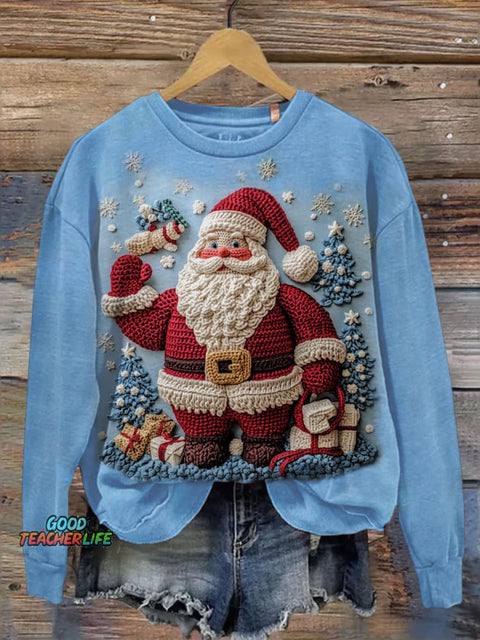 Winter Santa Art Print Casual Sweatshirt