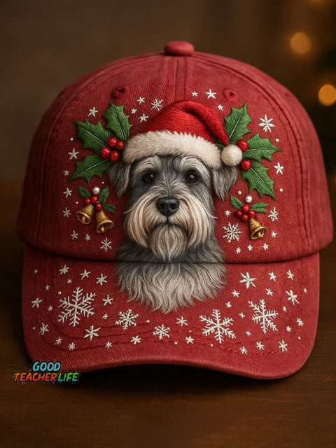 Funny Dog Christmas Art Print Casual Hat