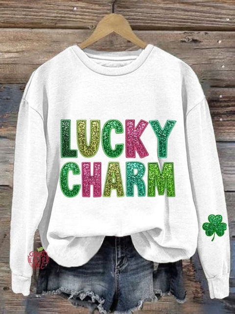 Women'S Lucky Charm Clover St Patrick's Day Print Casual Sweatshir