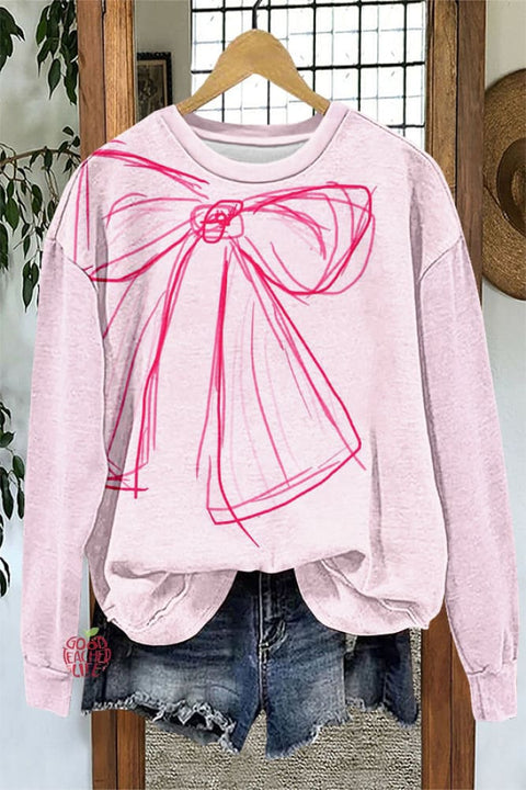 Cute Bow Print Sweatshirt