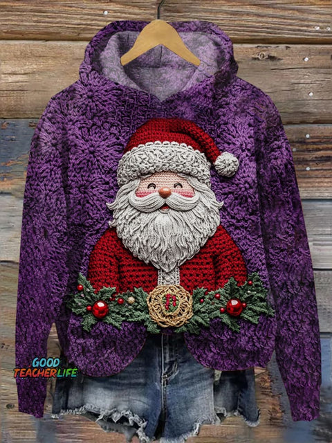 Winter Santa Art Print Casual Hoodie