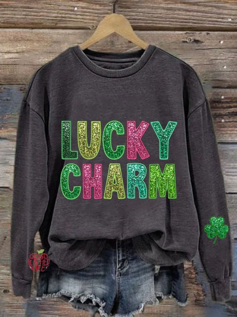 Women'S Lucky Charm Clover St Patrick's Day Print Casual Sweatshir