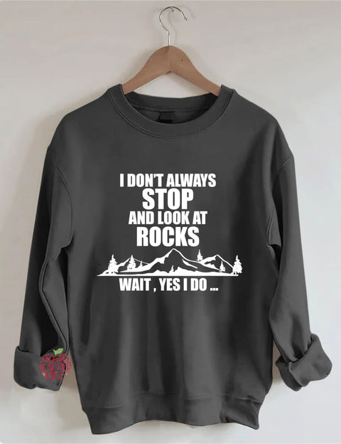 I Don't Always Stop And Look At Rocks Wait Yes I Do Sweatshirt