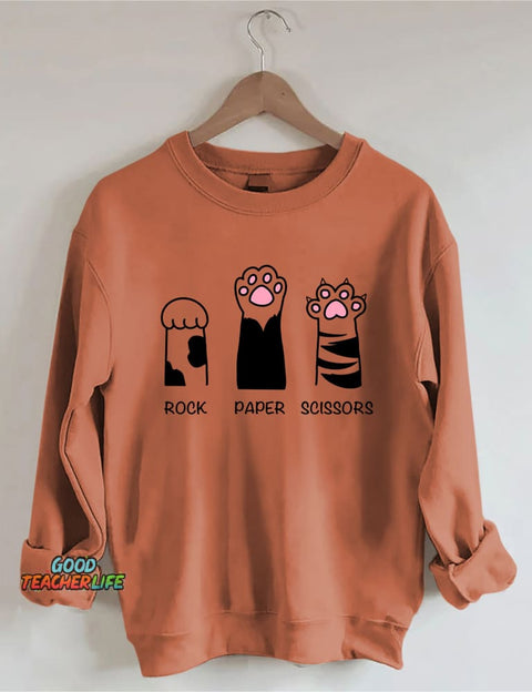 Rock Paper Scissors Cat Sweatshirt