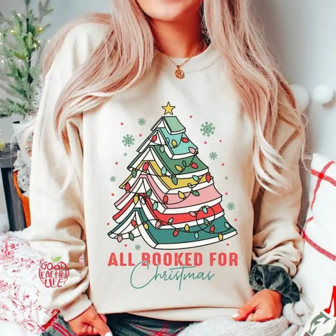 Women's All Booked For Christmas Print Casual Sweatshirt