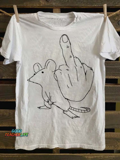 Funny Line Drawing Print Casual Short Sleeve T-Shirt