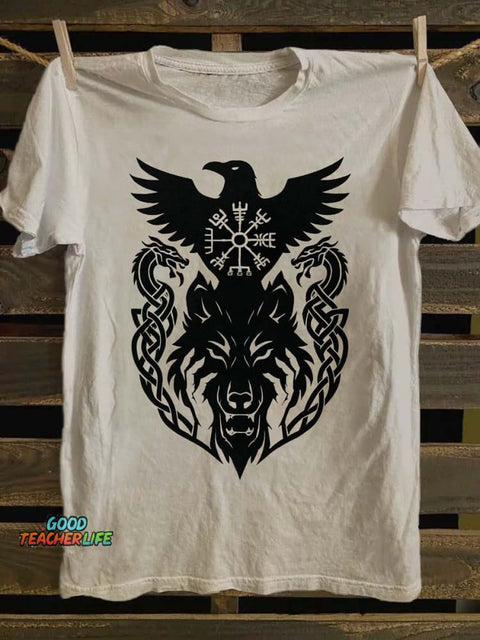 Vikings Graphic Print Casual Short Sleeve T-Shirt