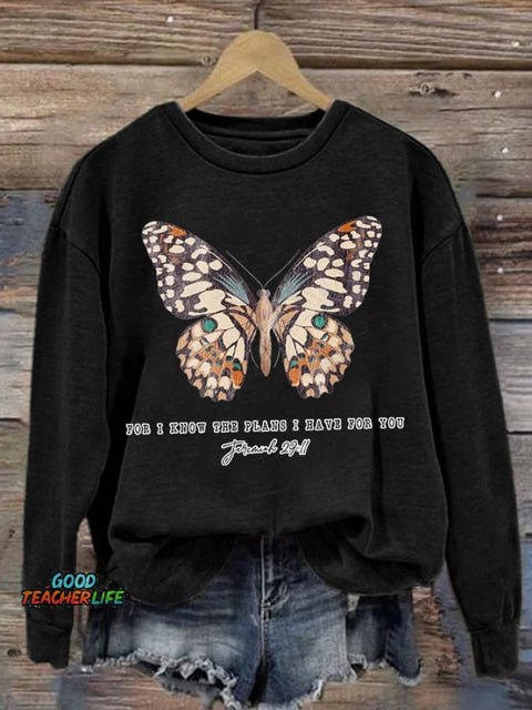 Women's Casual Jeremiah 29 11, For I Know the Plans I Have For You Print Long Sleeve Sweatshirt