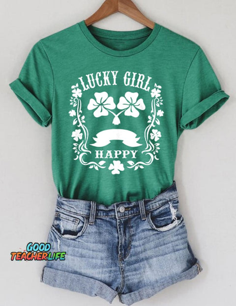 St. Patrick's Day Lucky Girl Happy T-Shirt