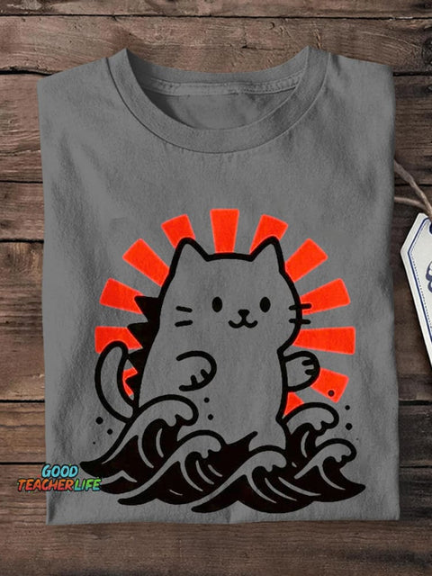 Funny Cat Art Print Short Sleeve T-Shirt