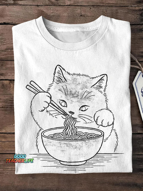 Funny Cat Art Print Short Sleeve T-Shirt