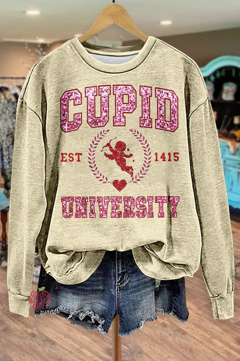 Casual Valentine's Day Print Sweatshirt