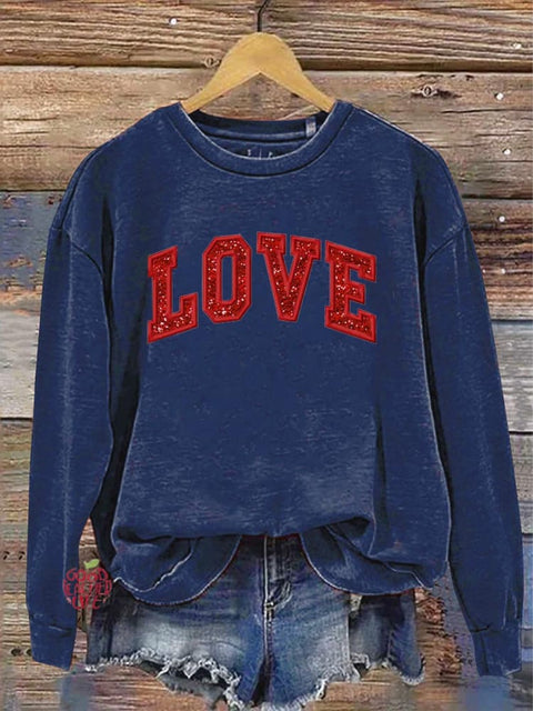 Valentine'S Day Love Pattern Crew Neck Sweatshirt