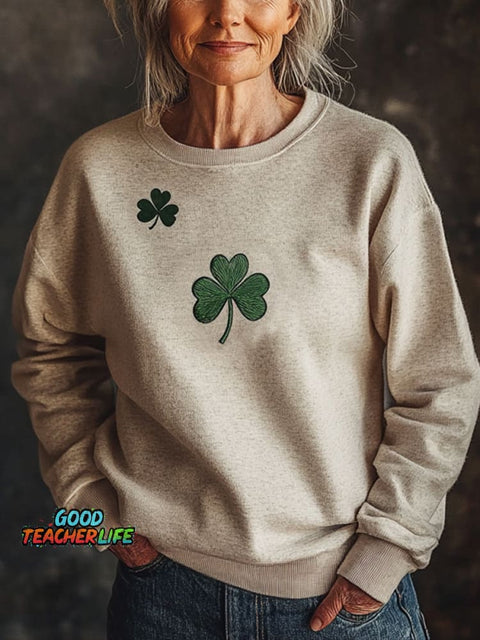 St. Patrick's Day Shamrock Print Casual Sweatshirt