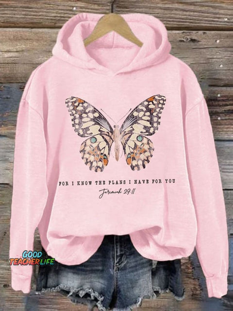 Women's Casual Jeremiah 29 11, For I Know the Plans I Have For You Print Hoodie Long Sleeve Sweatshirt