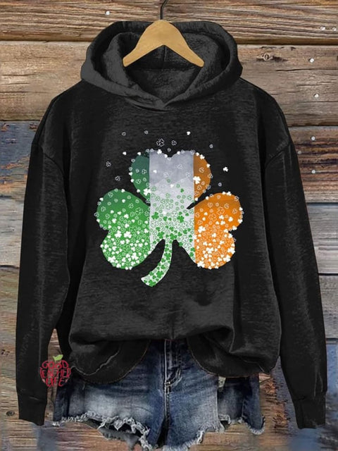 Women's St. Patrick's Day Shamrock Print Hooded