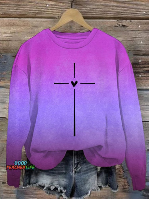 Women's Christian Cross Printed Sweatshirt