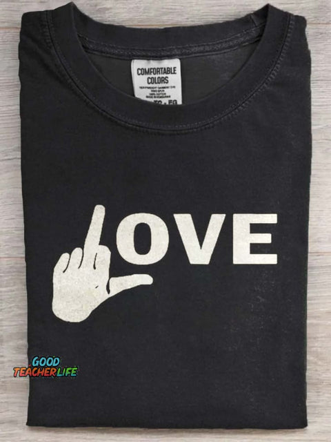 Fun Letter Gesture Print Casual Short Sleeve T-Shirt