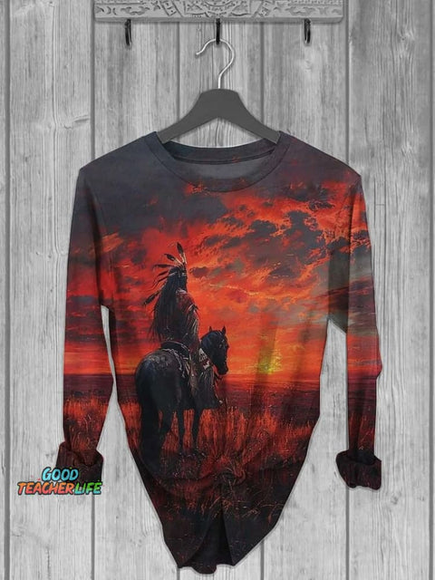 Unisex Red Sunset Art Print Short Sleeve Casual T-Shirt