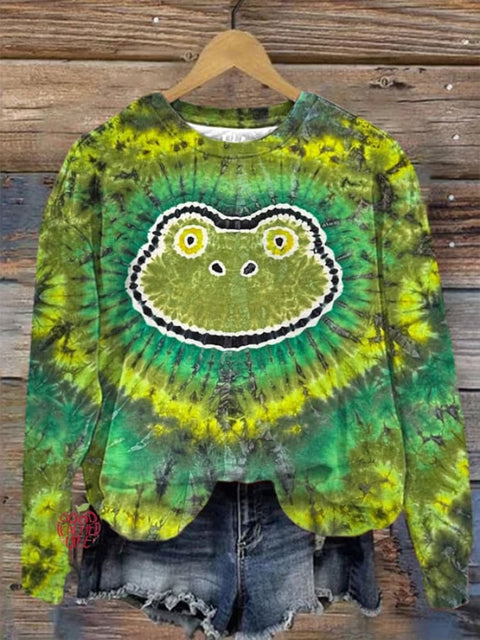 Women's Tie-dye Frog Print Sweatshirt