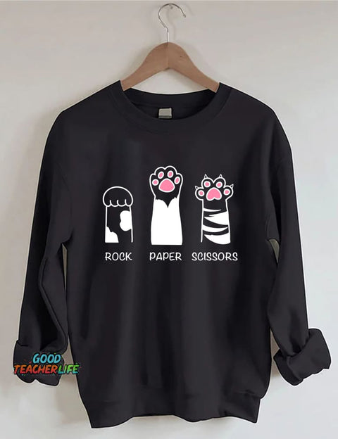Rock Paper Scissors Cat Sweatshirt