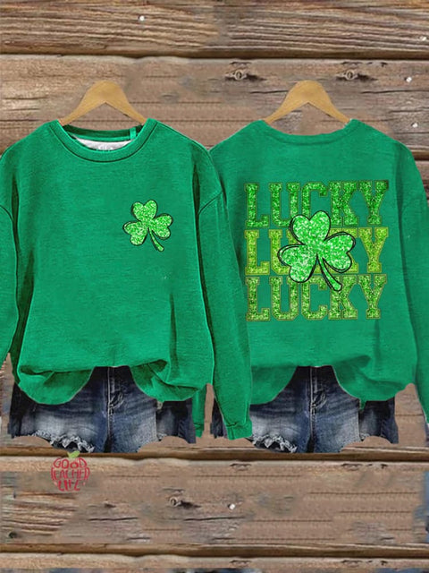 Women's St. Patrick's Day Shamrock Print Sweatshirt