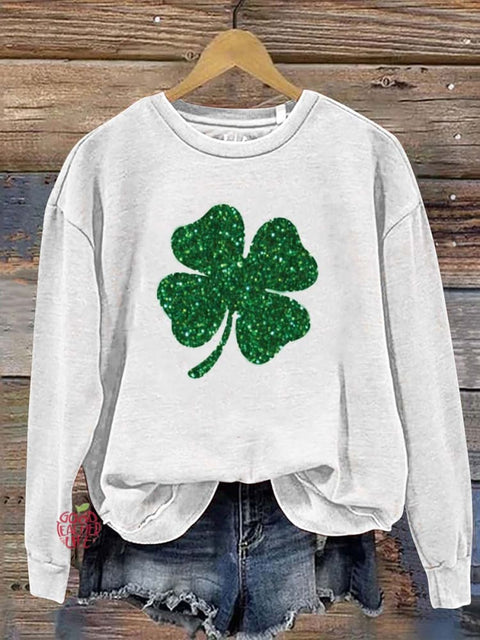 Women's Patrick's Day Lucky Pattern Long Sleeve Crew Neck Sweatshirt