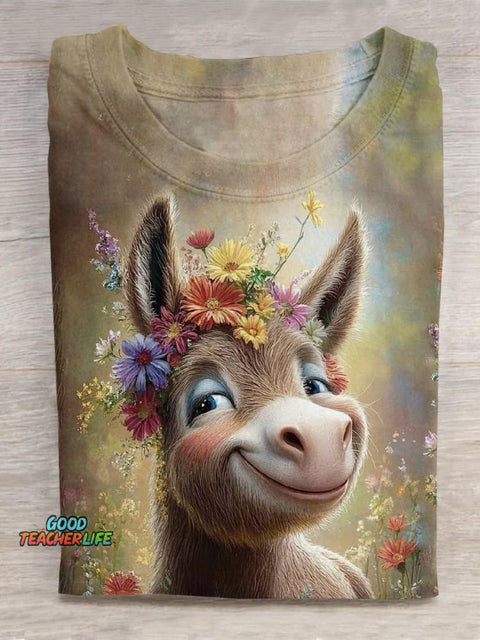 Funny Donkey Art Print Short Sleeve T-Shirt