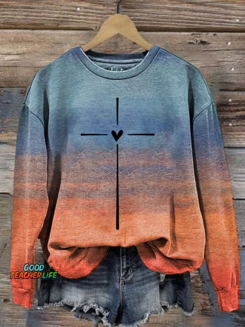 Women's Christian Cross Printed Sweatshirt