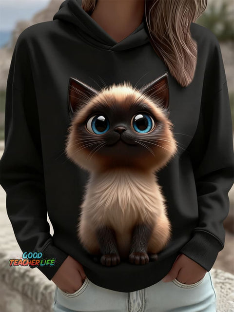 Cat Art Print Hoodie