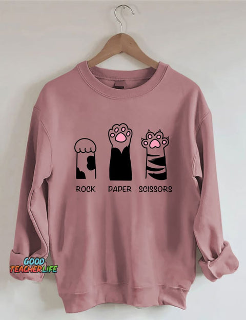 Rock Paper Scissors Cat Sweatshirt