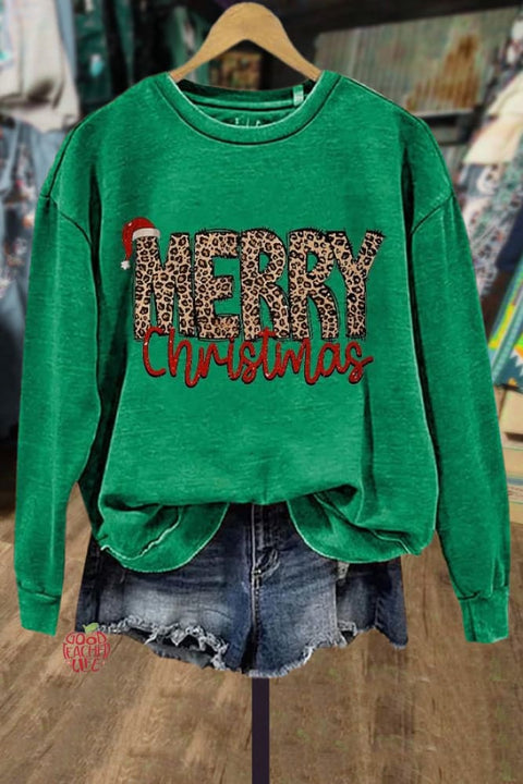 Leopard Print Merry Christmas Sweatshirt