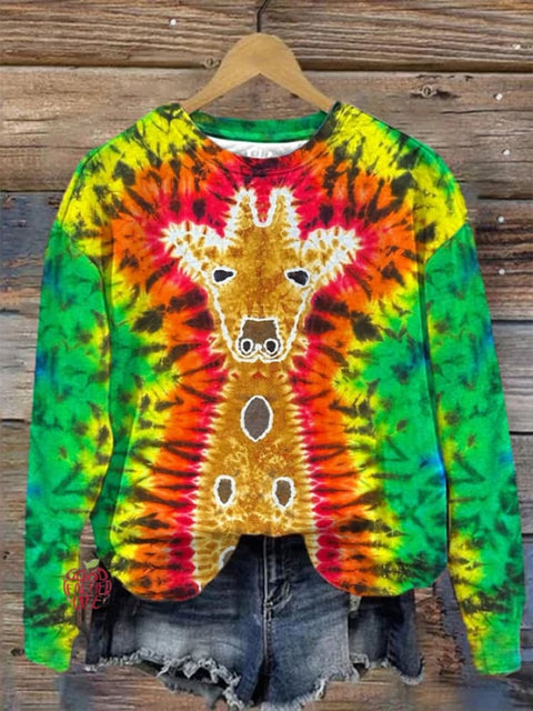 Women's Tie-dye Giraffe Print Sweatshirt