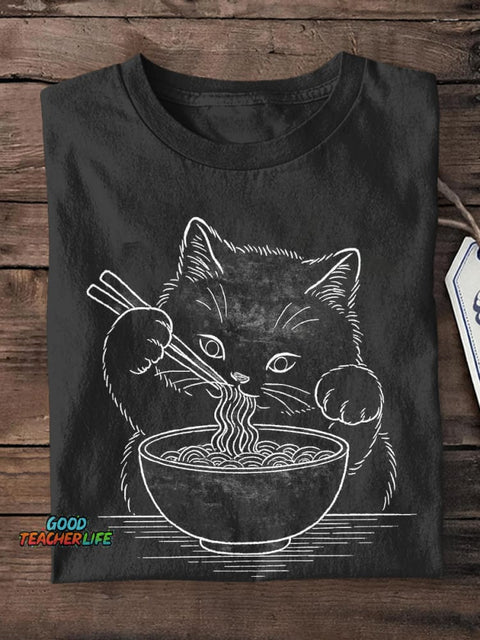 Funny Cat Art Print Short Sleeve T-Shirt