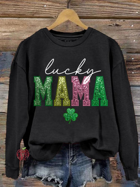 Women's St. Patrick's Day Luck MAMA Printed Sweatshirt