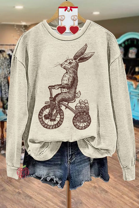 Cute Bunny Print Long Sleeve Sweatshirt