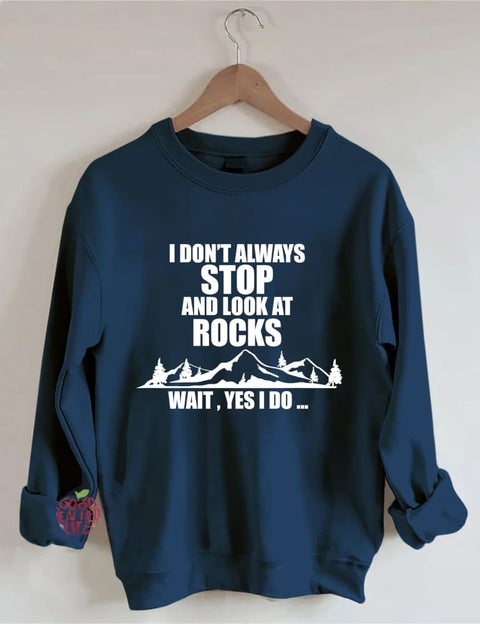 I Don't Always Stop And Look At Rocks Wait Yes I Do Sweatshirt