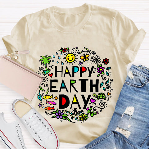 Happy Earth Day Floral T-Shirt